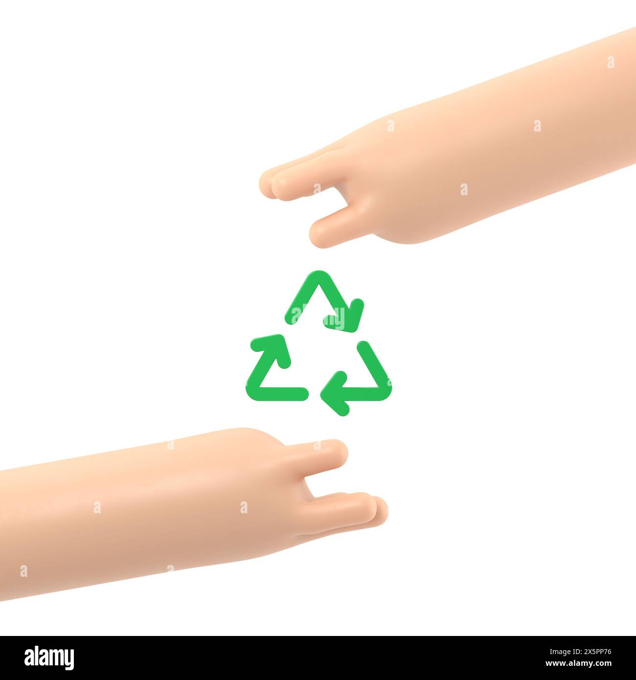 Respectueux de l'environnement. Sauvez la nature. Écologie. Icône de recyclage du papier dans la main humaine. Protection de la planète environnement.illustration 3D Flat design.rendu 3D. Banque D'Images