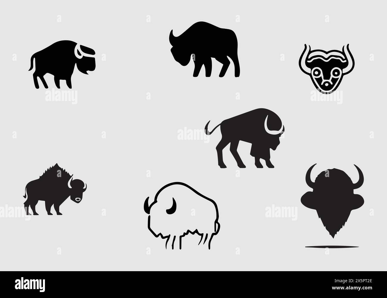 Conception d'illustration d'icône de bison noir minimal Illustration de Vecteur