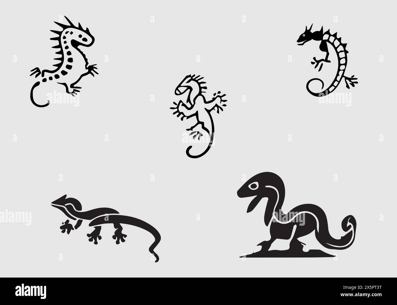 Conception minimale d'icône Black Dragon Lizard Illustration de Vecteur