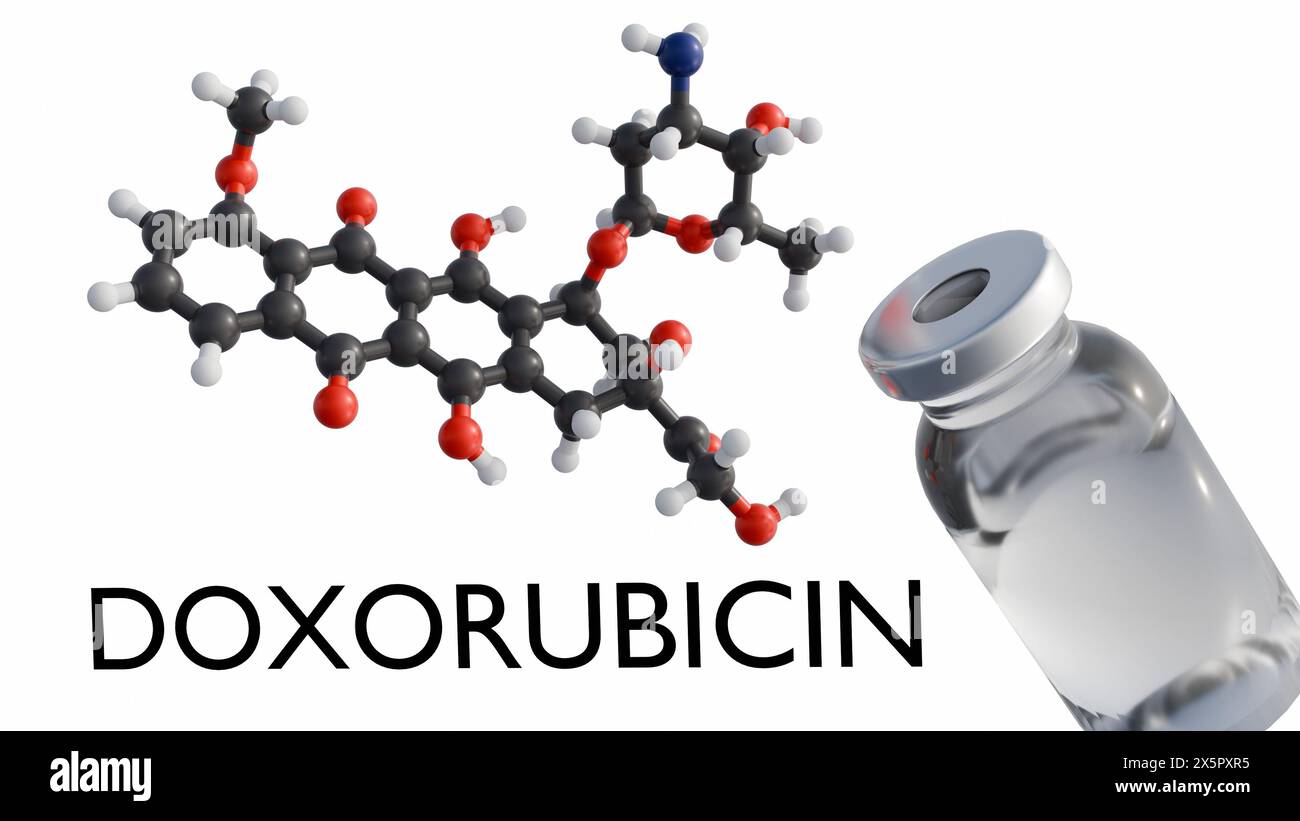 3d rendu des molécules de doxorubicine, c'est un type de médicament de chimiothérapie appelé une anthracycline Banque D'Images