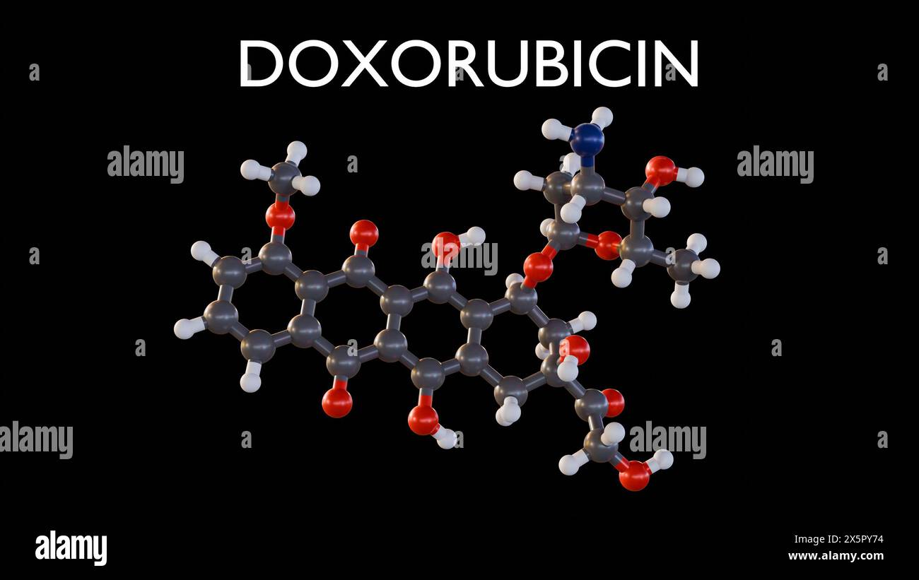 3d rendu des molécules de doxorubicine, c'est un type de médicament de chimiothérapie appelé une anthracycline Banque D'Images