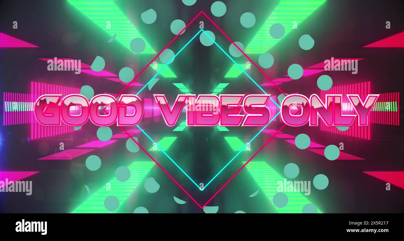 L'image présente une série de points verts se déplaçant dans un espace noir, avec des flashs occasionnels de Banque D'Images