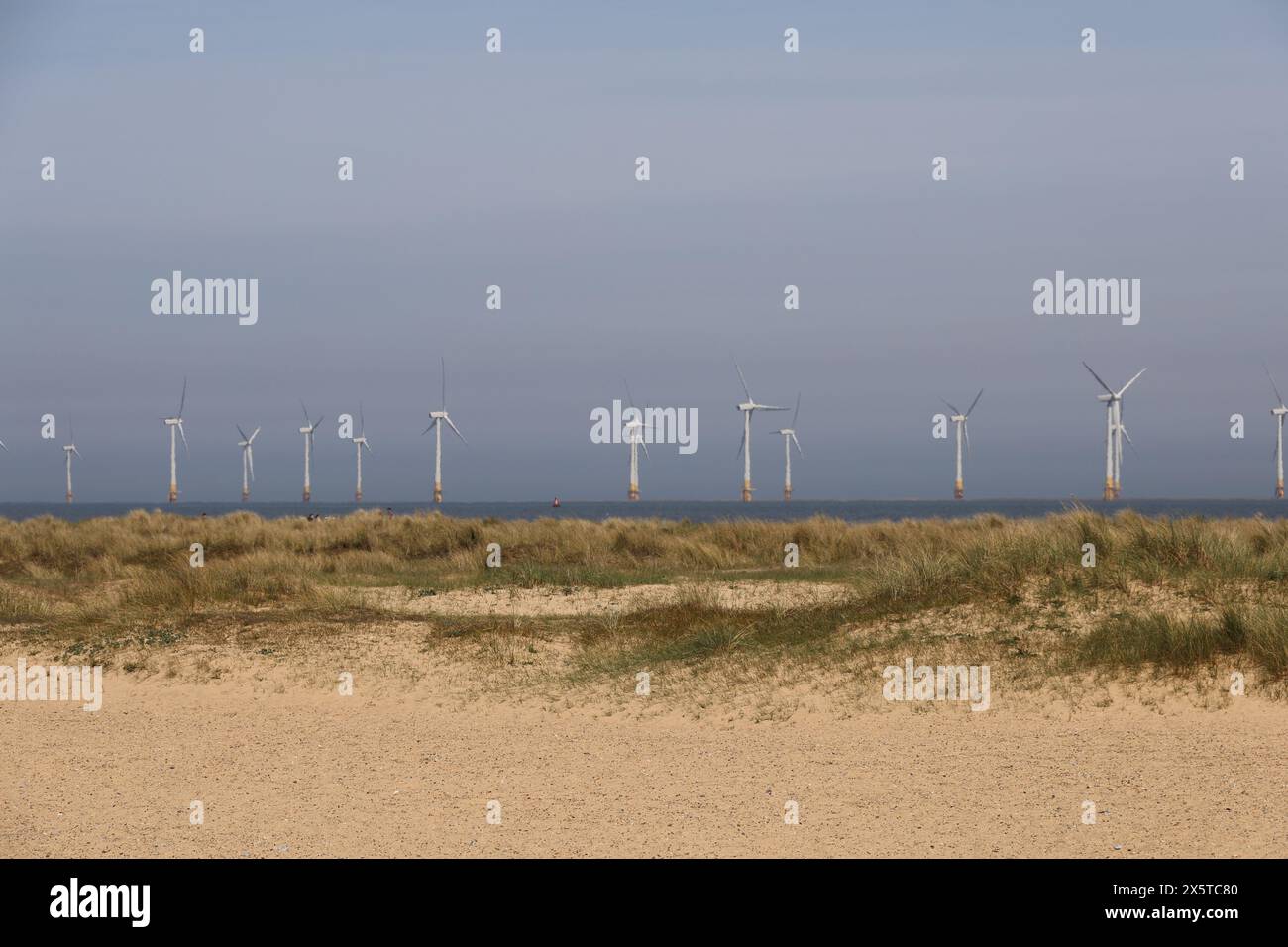 Parc éolien offshore de Scroby Sands, Great Yarmouth, Norfolk, Angleterre, Royaume-Uni Banque D'Images