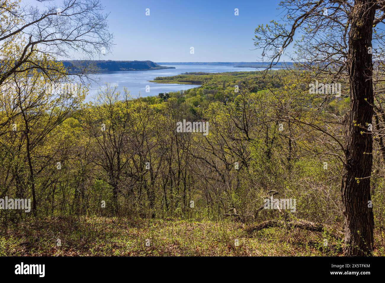 Mississippi River Lake Pepin - paysage fluvial pittoresque au printemps. Banque D'Images