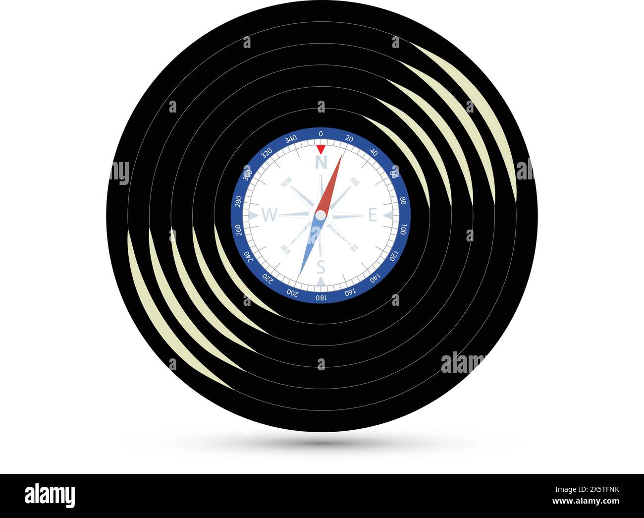 Vecteur d'un vinyle avec une boussole Illustration de Vecteur