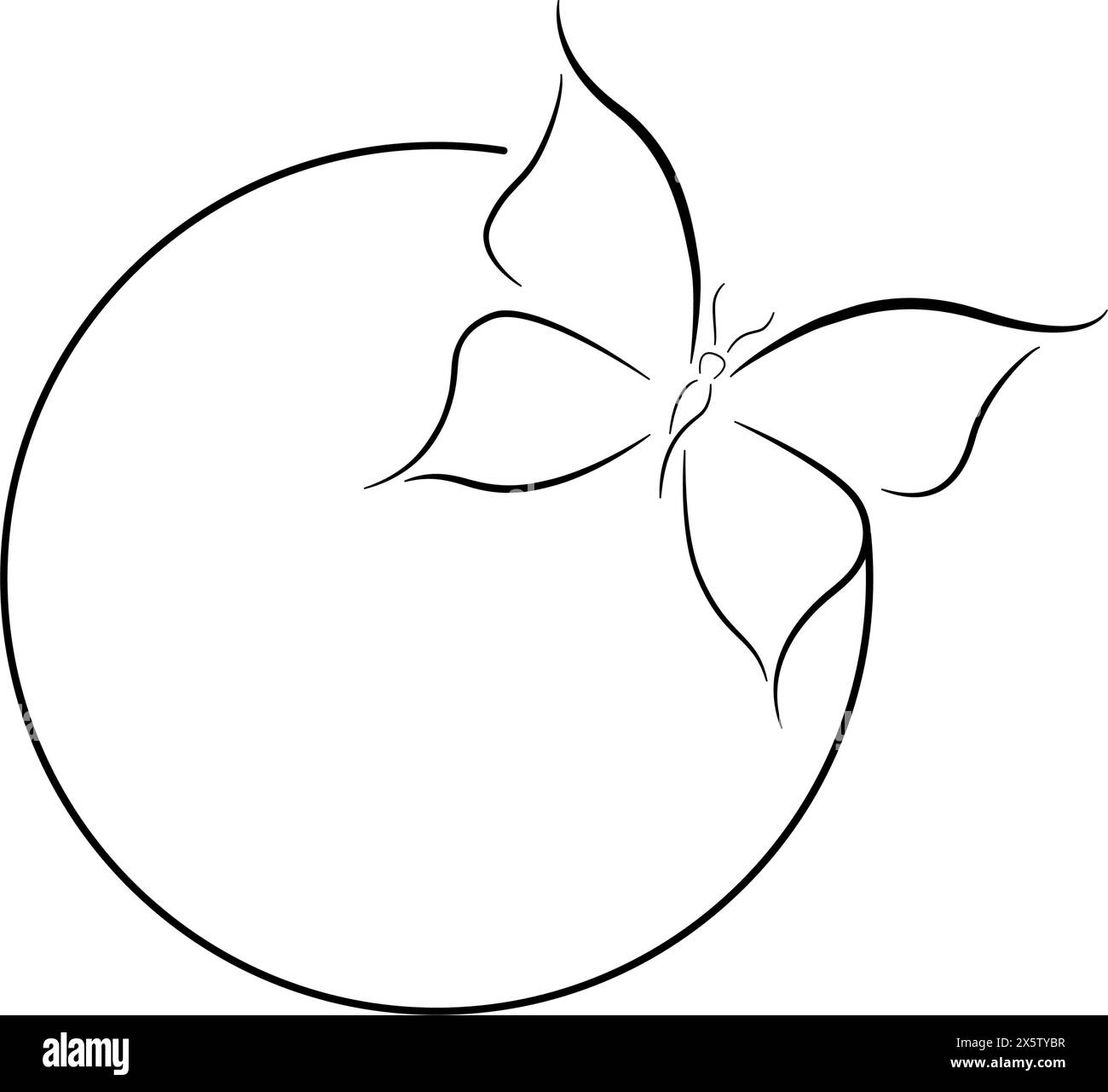 Le logo vectoriel se compose d'un cercle et d'un papillon. Icône conceptuelle simple. Isolé sur fond blanc pour logo ou élément décoratif dans un style tendance. Illustration de Vecteur