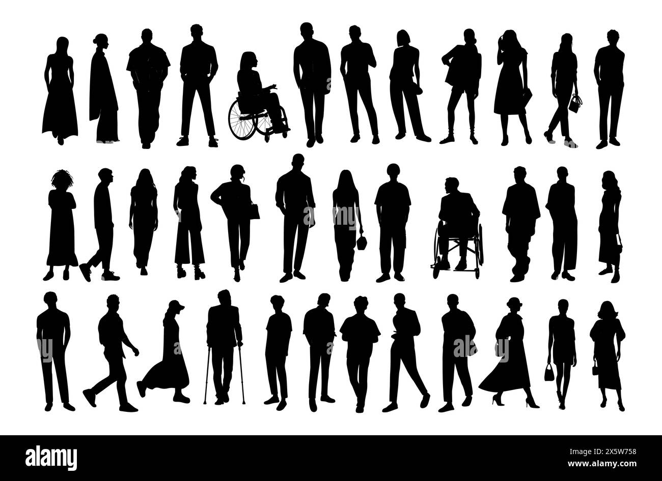 Silhouettes de diverses icônes de gens d'affaires ensemble Illustration de Vecteur