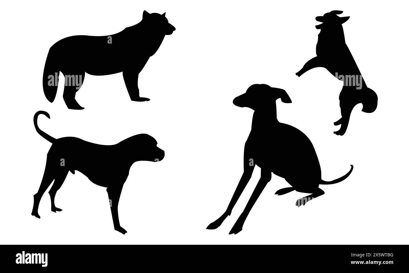 Collection de dessin de vecteur et silhouette de chien. Illustration de Vecteur