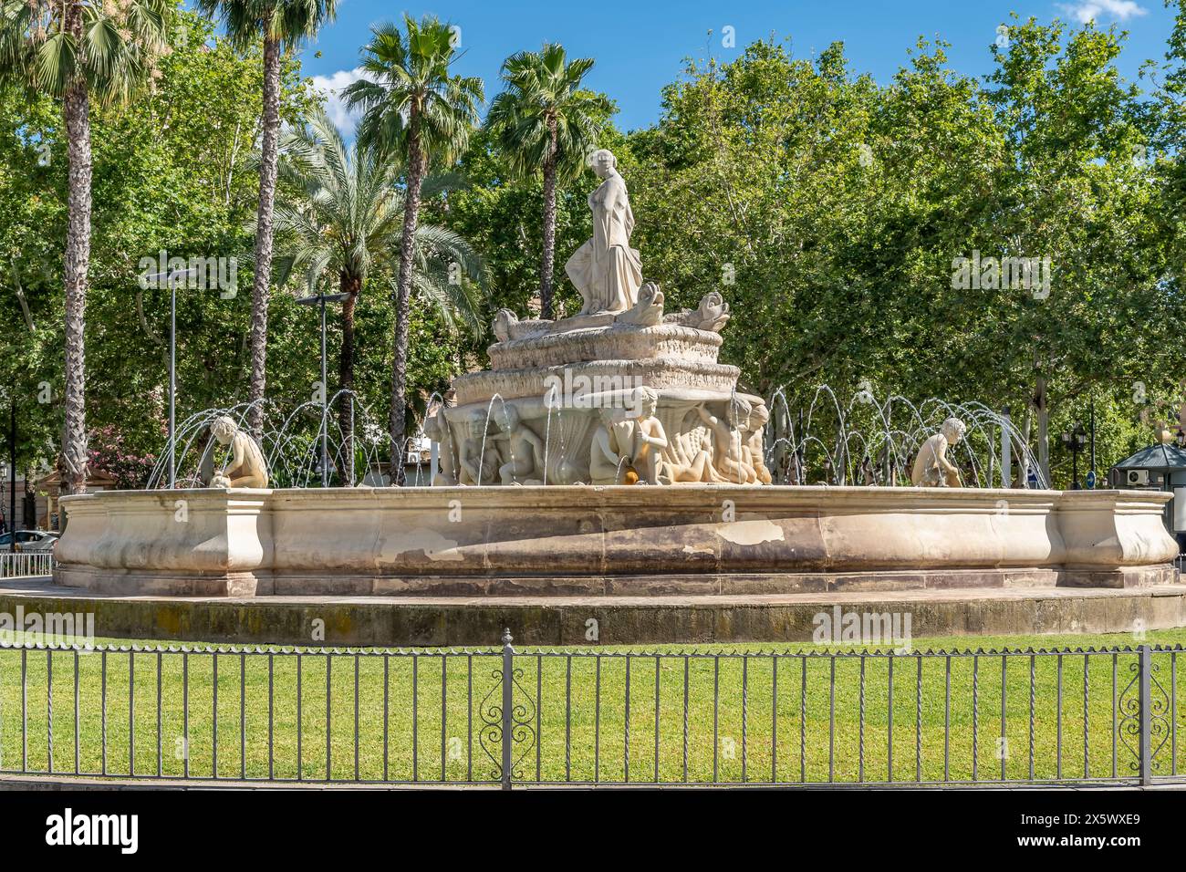 Fontaine Hispalis dans le centre historique de Séville, Espagne Banque D'Images