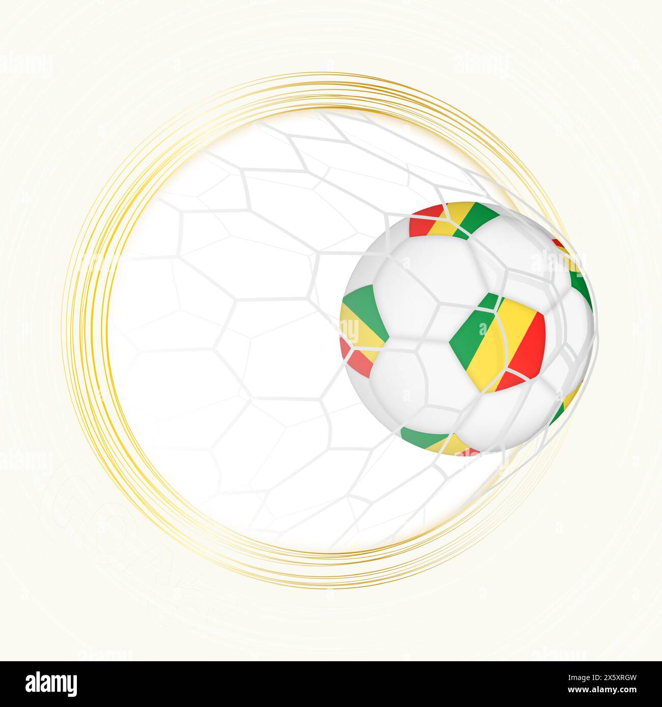Emblème du football avec ballon de football avec drapeau du Congo en filet, but marquant pour le Congo. Emblème vectoriel. Illustration de Vecteur