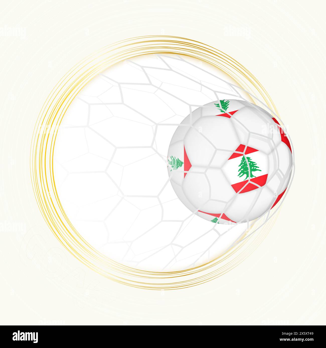 Emblème du football avec ballon de football avec drapeau du Liban en filet, but marquant pour le Liban. Emblème vectoriel. Illustration de Vecteur