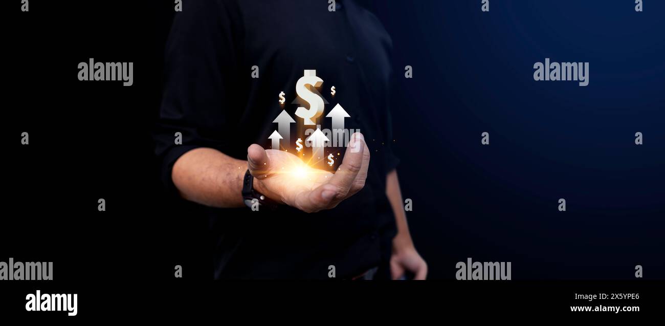 Concept de stratégie de croissance et de réussite de l'entreprise. fusée symbolisant le succès des startups et l’accélération de la croissance. Augmentation des bénéfices, augmentation des bénéfices financiers Banque D'Images