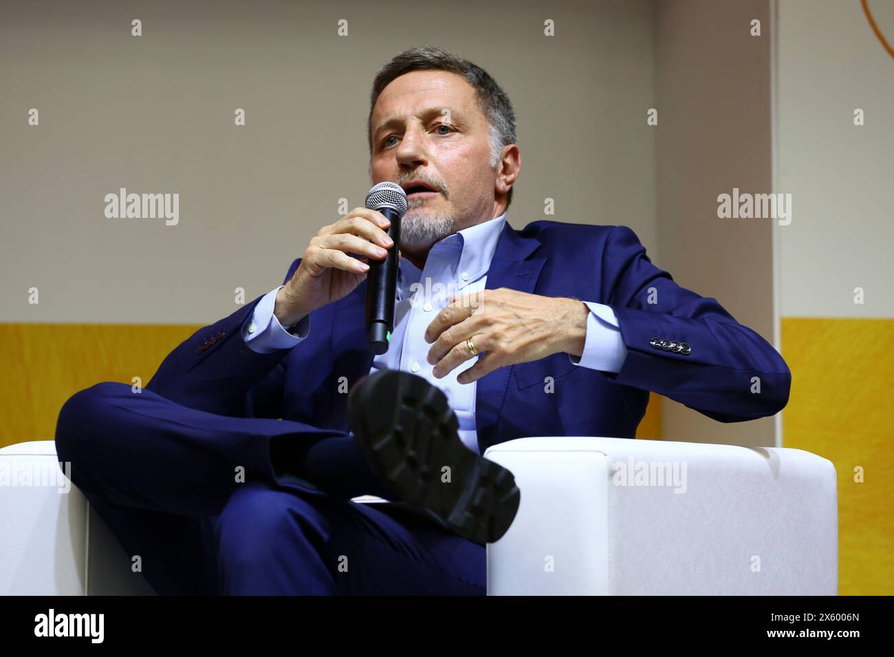 Massimo Giannini invité lors de la XXXVI Foire internationale du livre de Turin au Lingotto Fiere le 11 mai 2024 à Turin, Italie. Banque D'Images