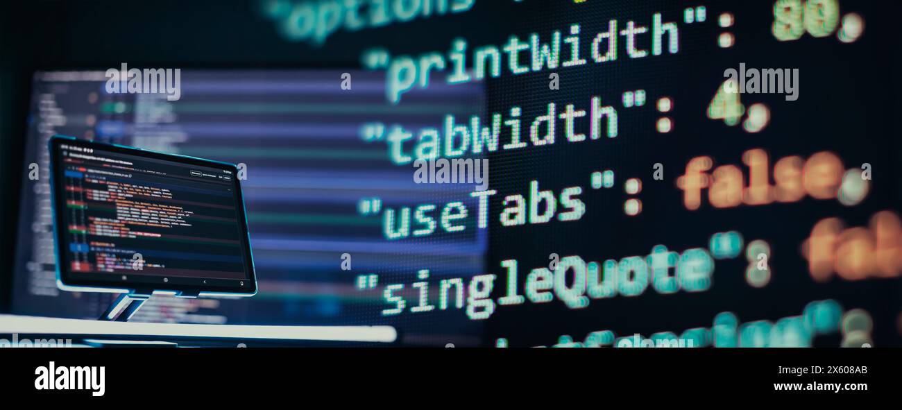 Développement de concept de programmation et de codage dans l'industrie de la technologie numérique Banque D'Images