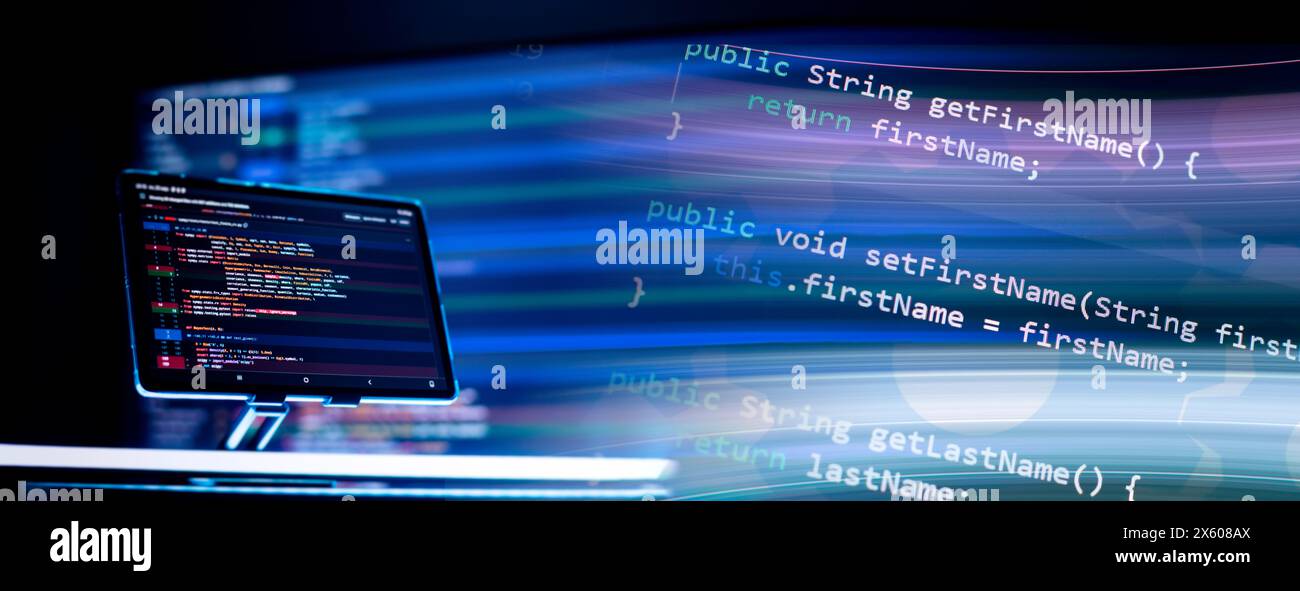 Développement de concept de programmation et de codage dans l'industrie de la technologie numérique Banque D'Images