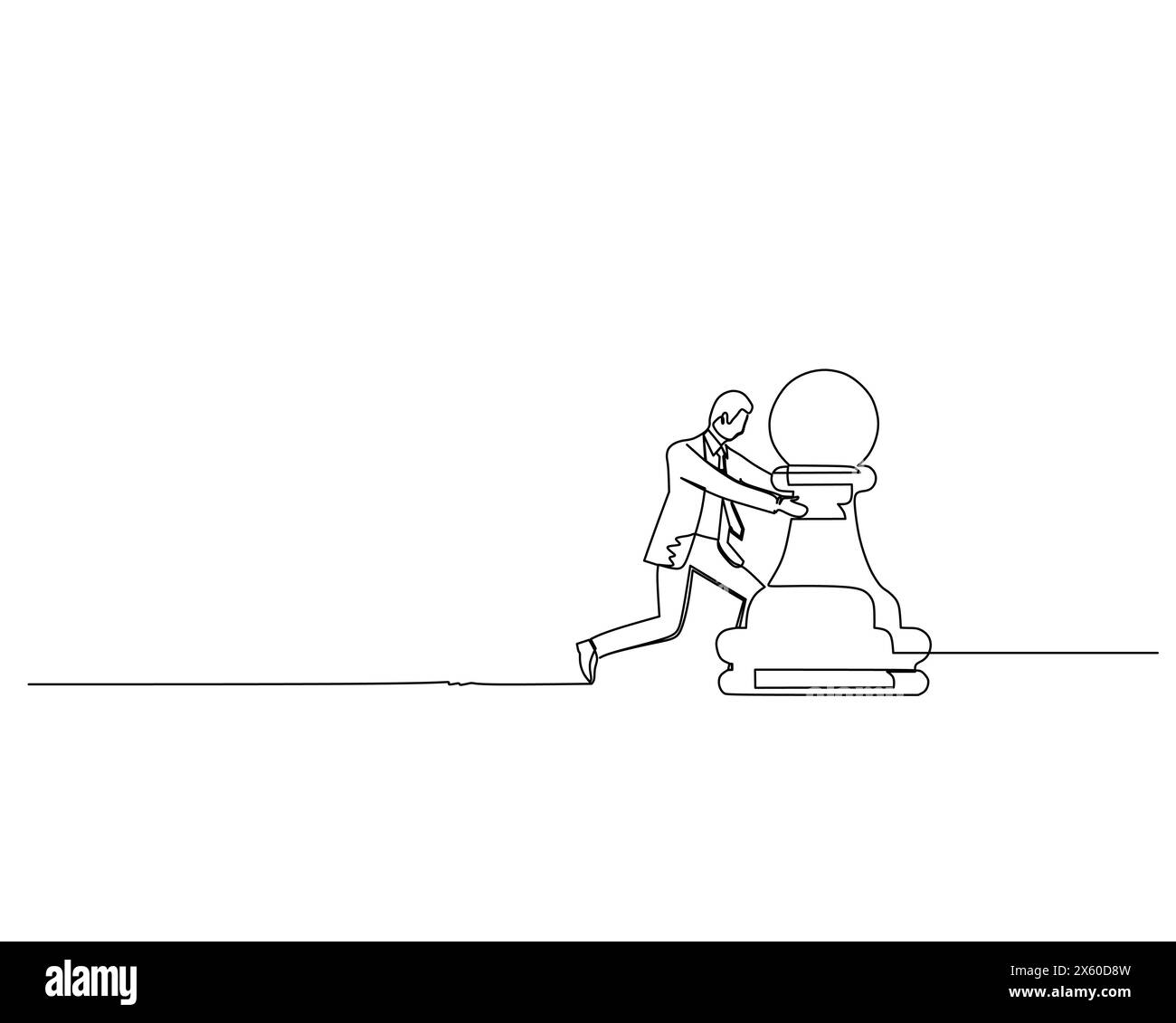 Une seule ligne continue un homme d'affaires pose un pion d'échecs. Concept de stratégie de croissance de l'entreprise. Illustration vectorielle de conception Illustration de Vecteur