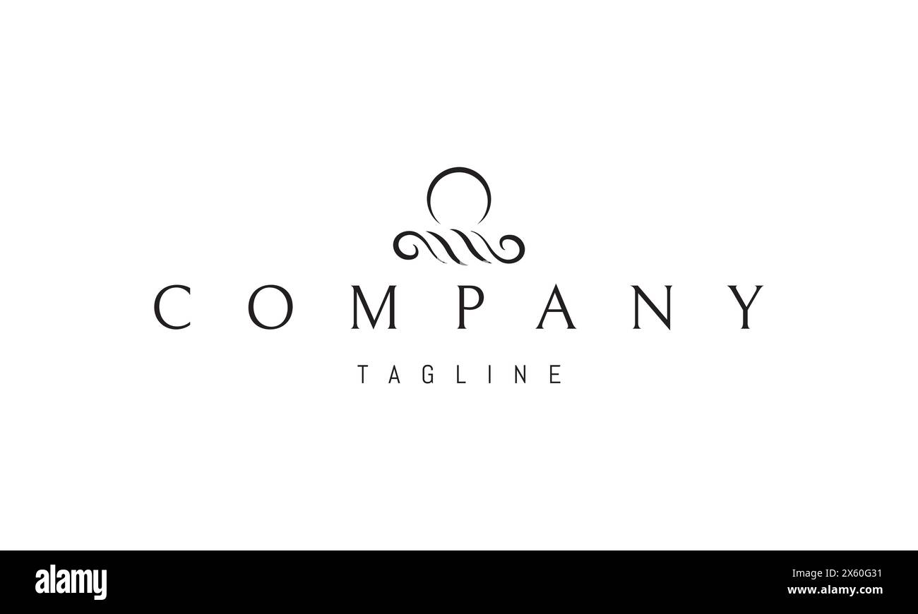 Logo vectoriel avec une image abstraite des vagues et du soleil dans un style décoratif. Illustration de Vecteur