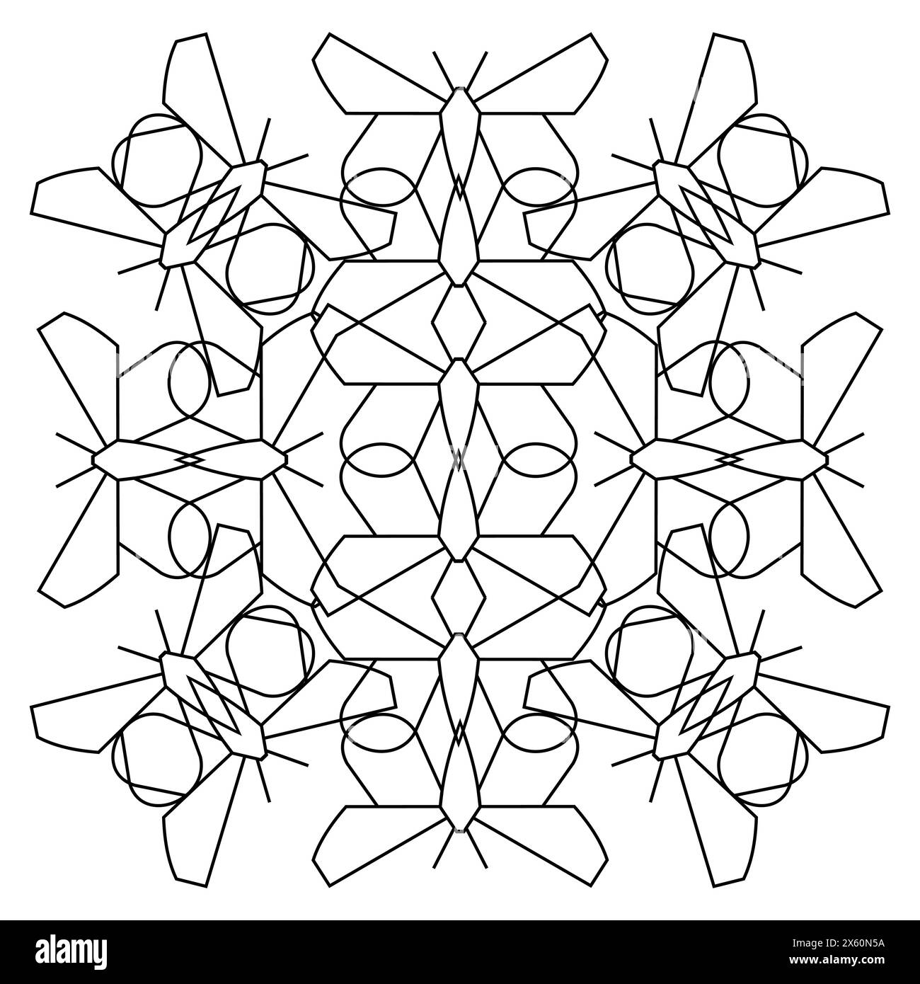 Ornement de couleur noire à partir de figures géométriques de papillons dans le style combinatoire sur un fond blanc Illustration de Vecteur