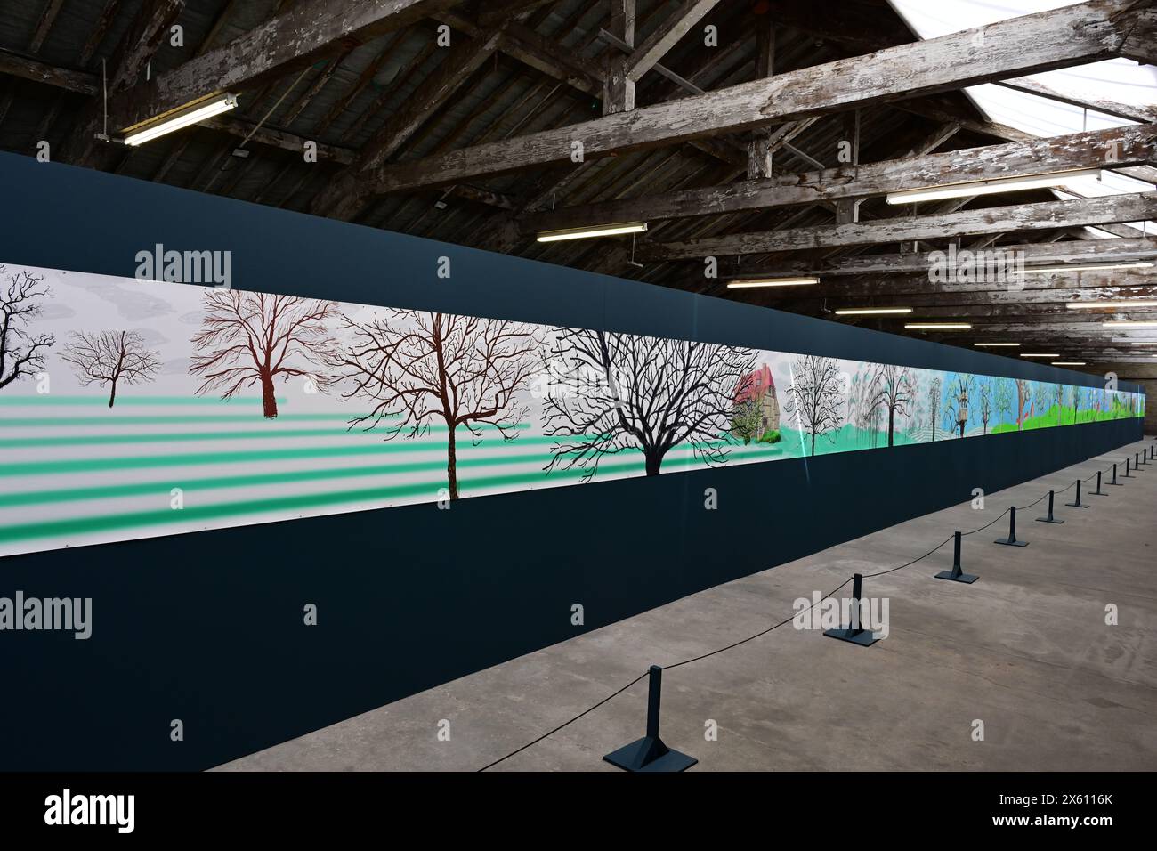 Peintures de David Hockney, Une année en Normandie, 2024, Salts Mill, West Yorkshire Banque D'Images