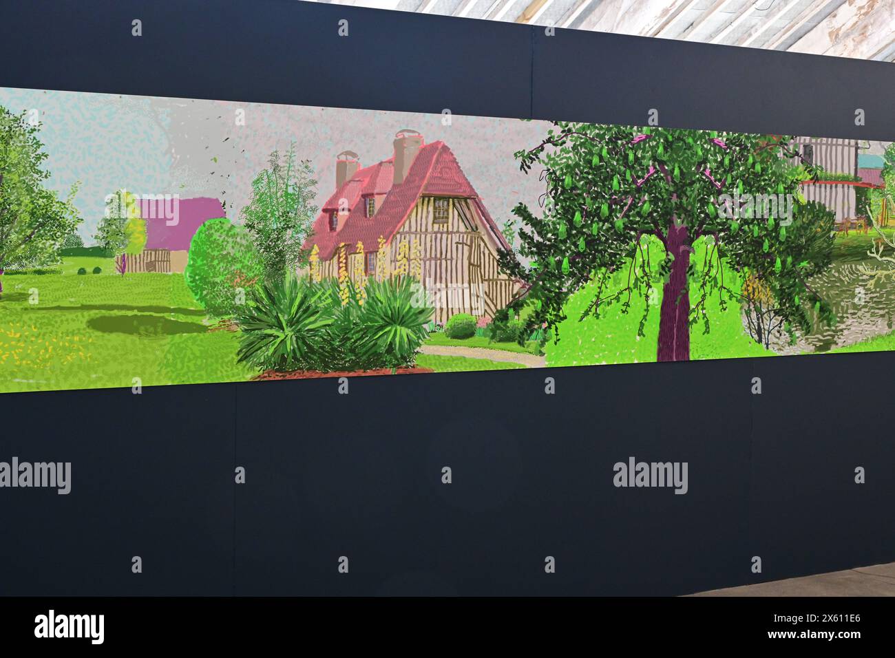 Peintures de David Hockney, Une année en Normandie, 2024, Salts Mill, West Yorkshire Banque D'Images