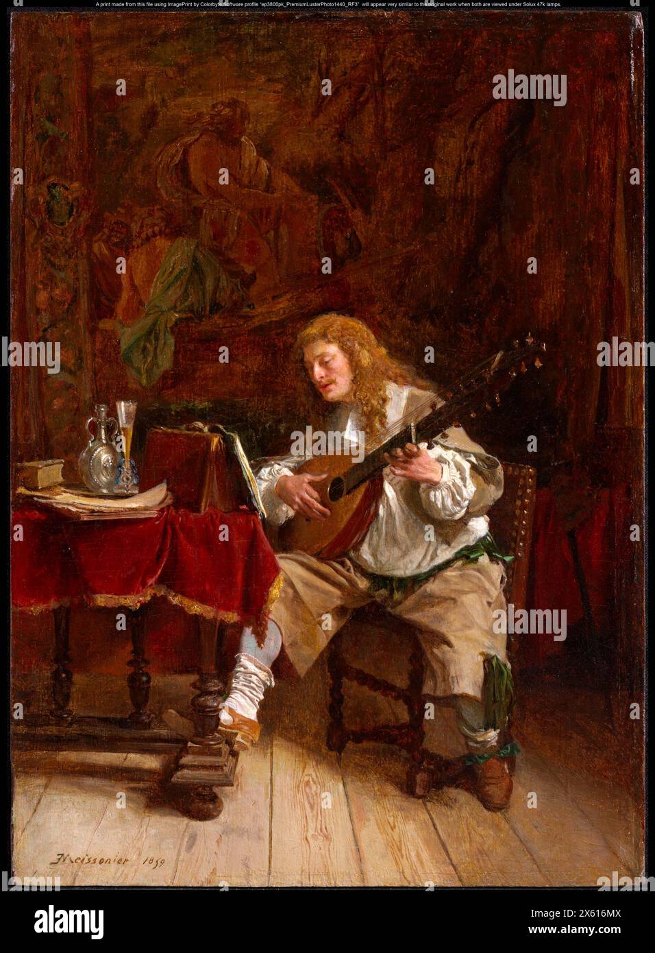 Jean Louis Ernest Meissonier. Français, 1815-1891. Le musicien. 1859. Banque D'Images