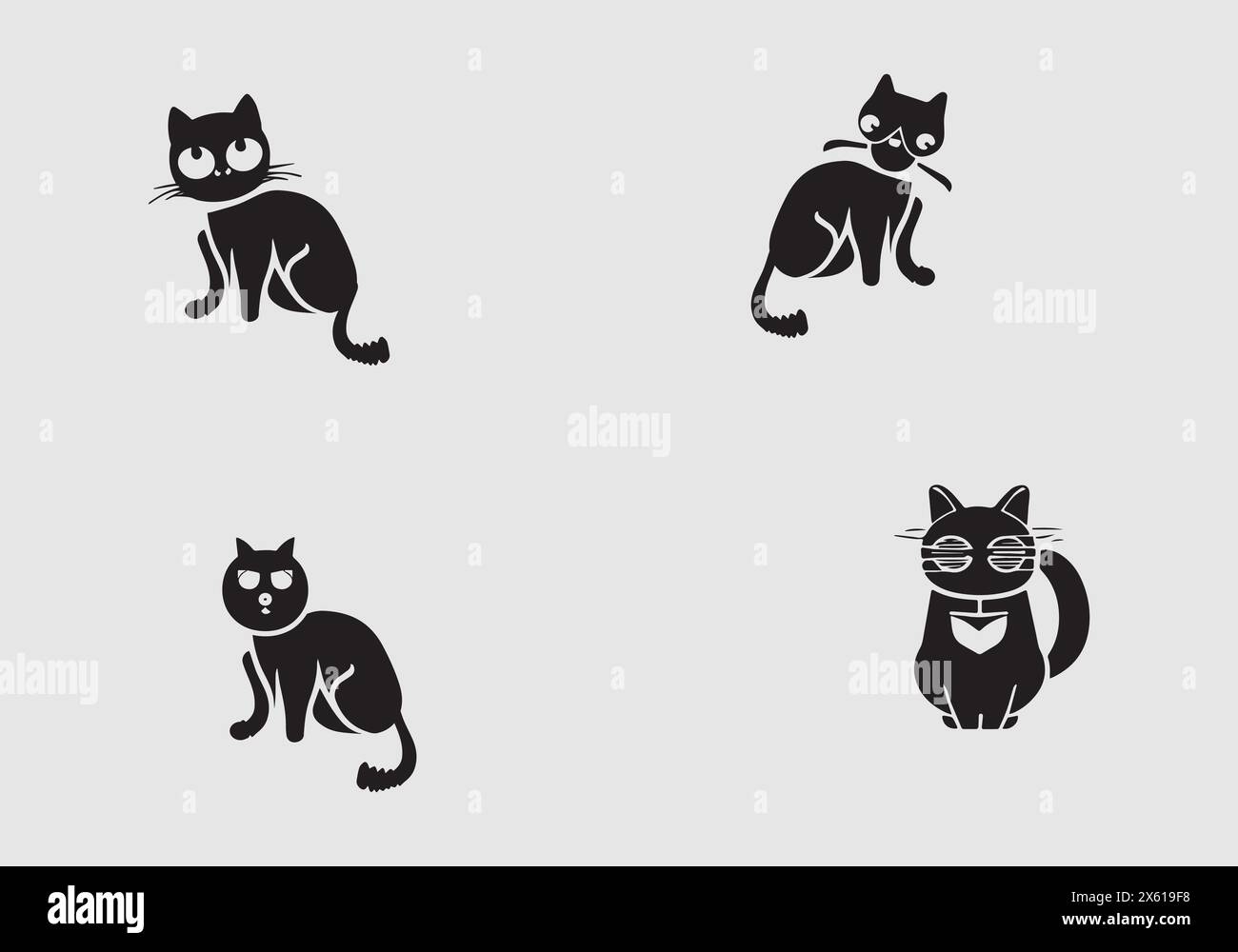 minimai élégant design d'illustration d'icône de chat noir Illustration de Vecteur