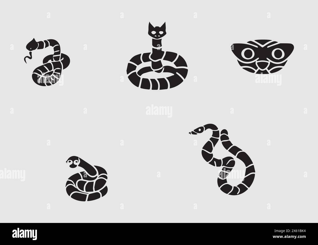 Conception d'illustration d'icône noire minimale Cat Eyed Snake Illustration de Vecteur