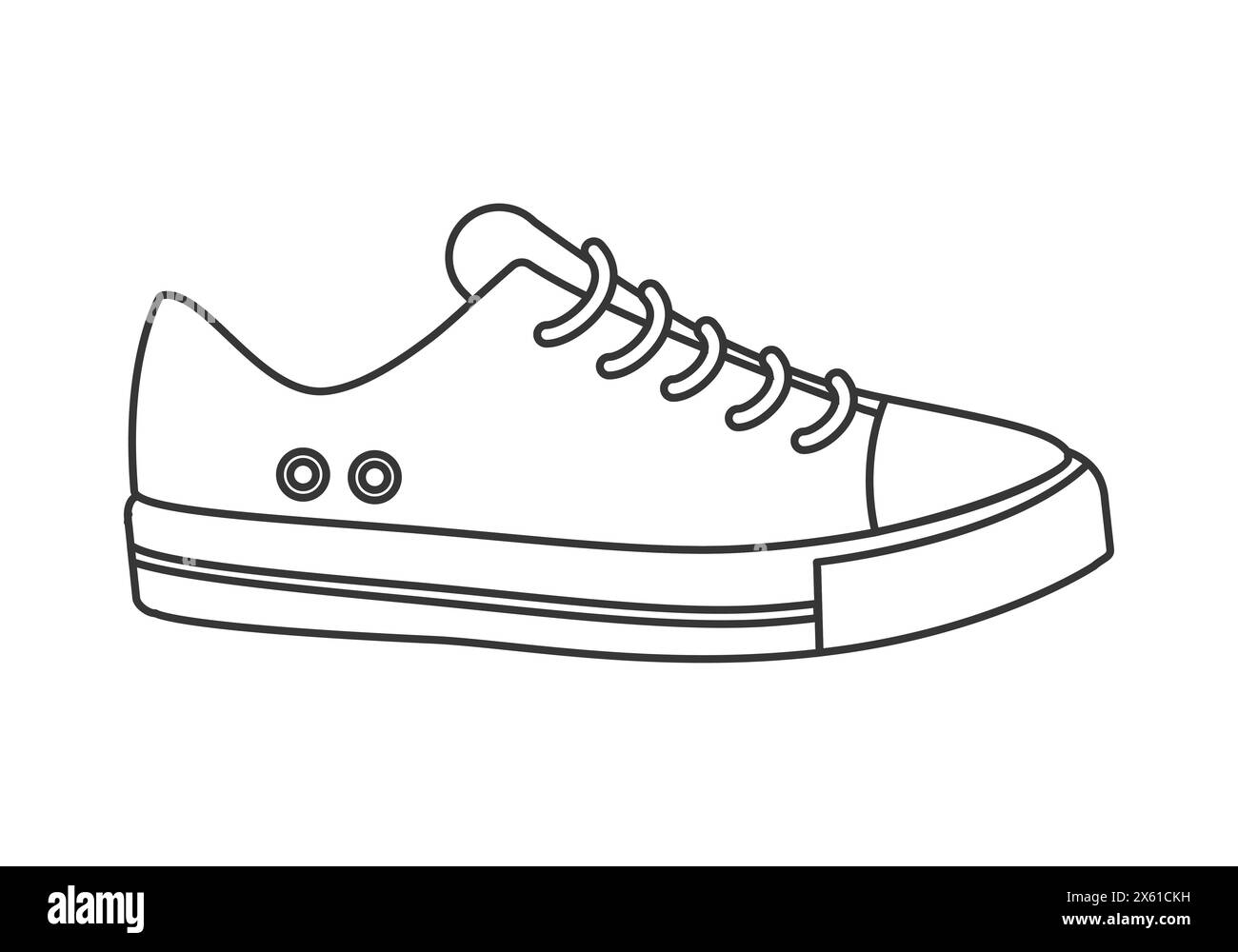 Baskets en toile basses avec semelles en caoutchouc et lacets à la ligne de front illustration vectorielle d'icône Illustration de Vecteur