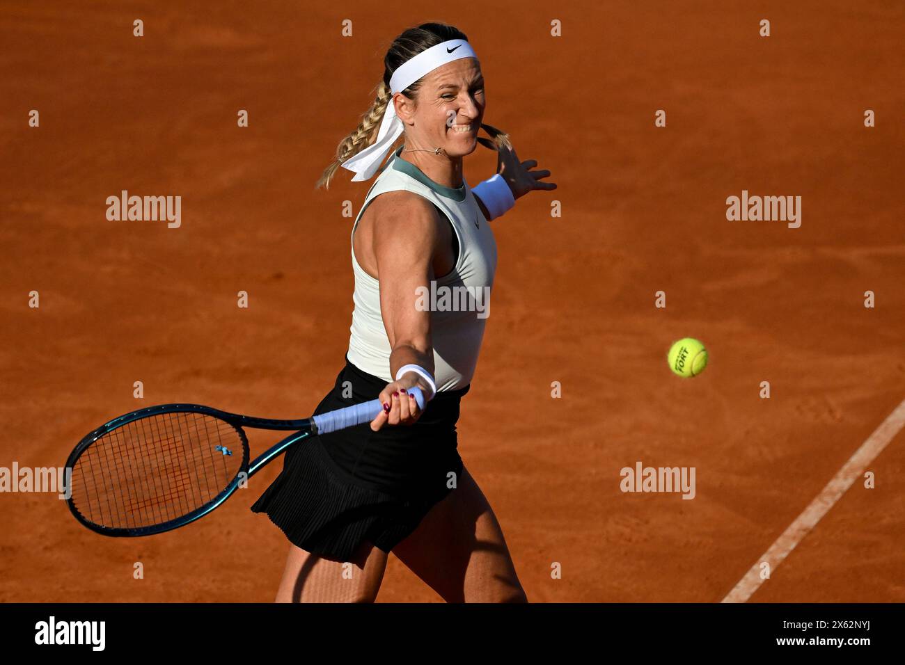 Rome, Italie. 12 mai 2024. Victoria Azarenka, de Biélorussie, en action lors du match contre Mayar Sherif Ahmed Abdel-Aziz, d'Égypte, au tournoi de tennis Internazionali BNL d'Italia 2024 au Foro Italico à Rome, Italie, le 12 mai 2024. Crédit : Insidefoto di andrea staccioli/Alamy Live News Banque D'Images