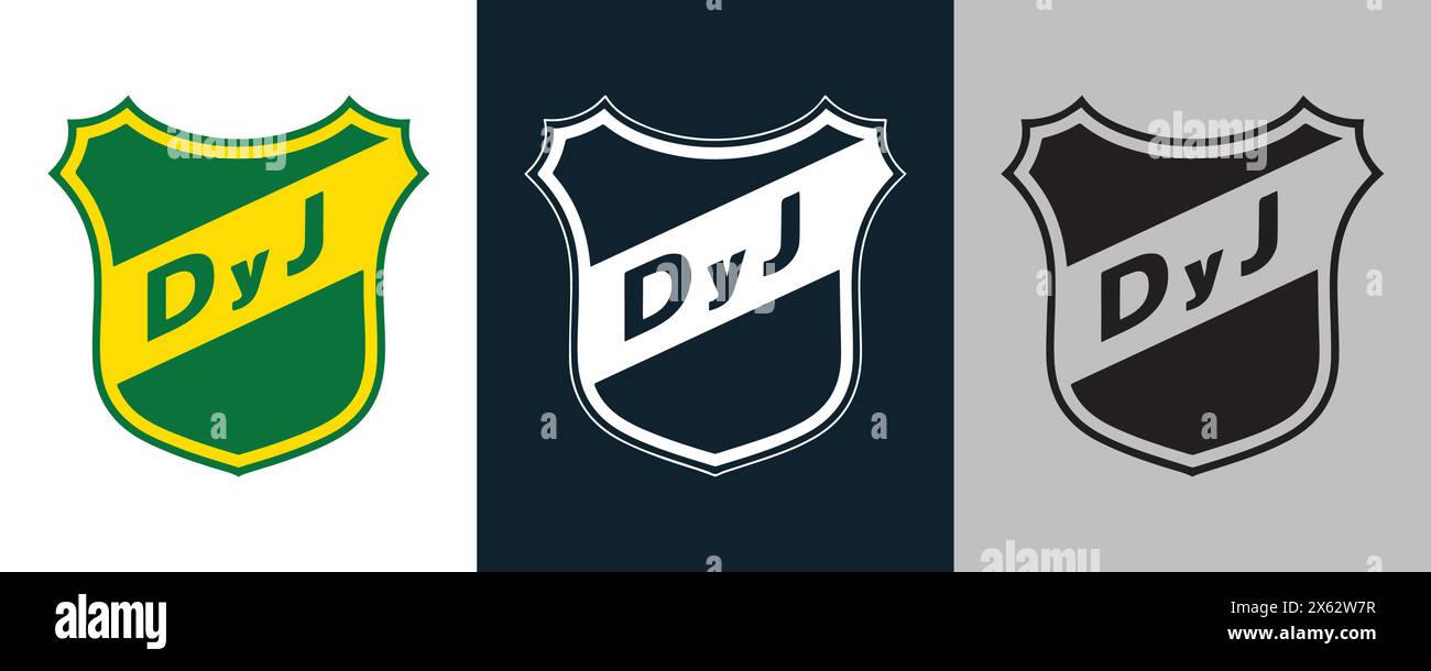 Defensa y Justicia FC couleur Noir et blanc 3 style logo Argentine club de football professionnel, illustration vectorielle abstrait image éditable Illustration de Vecteur