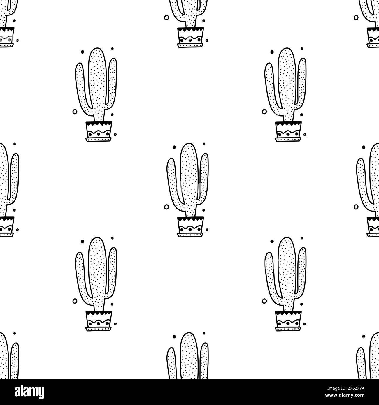 Doodle motif sans couture de cactus mexicain Illustration de Vecteur