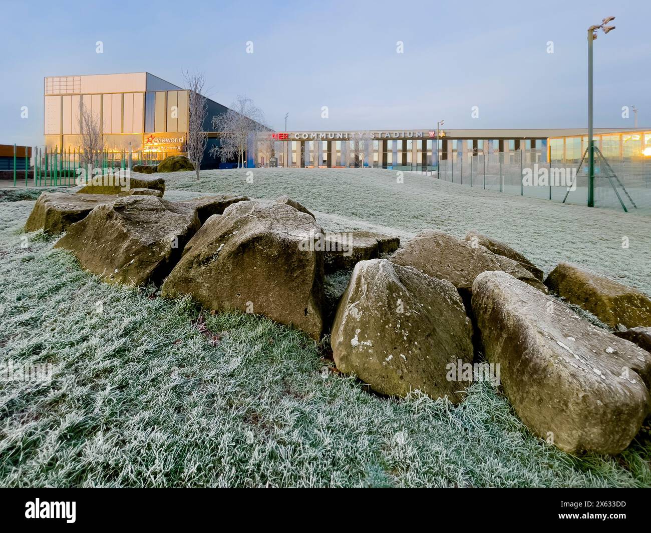 LNER Community Stadium à York, en hiver après une forte gelée Banque D'Images