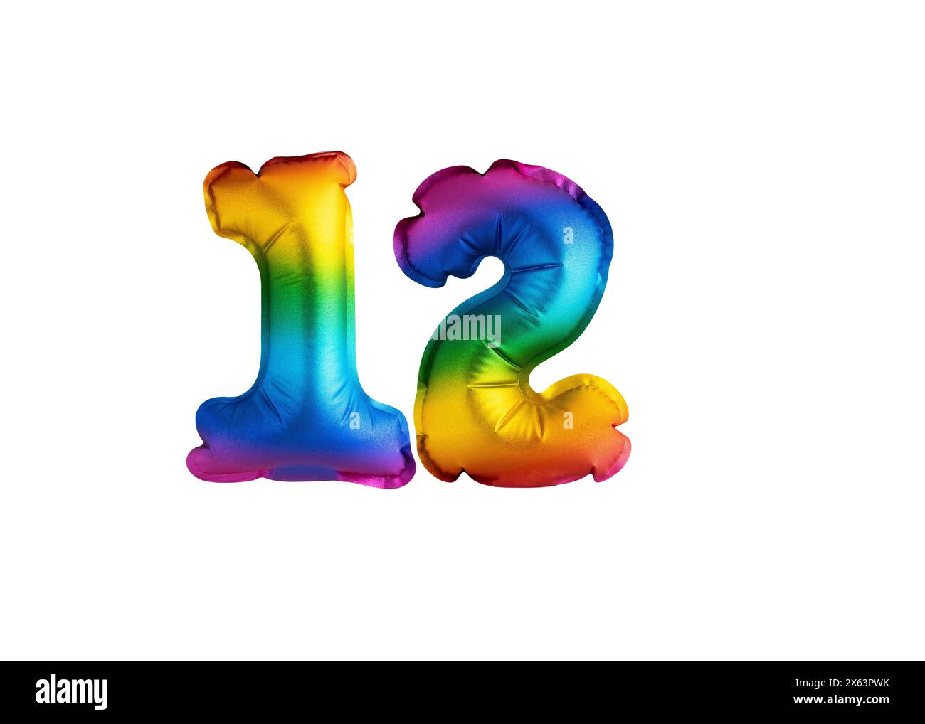 12 ans - ballon multicolore numéro 12 anniversaire. Joyeux anniversaire félicitations Banque D'Images
