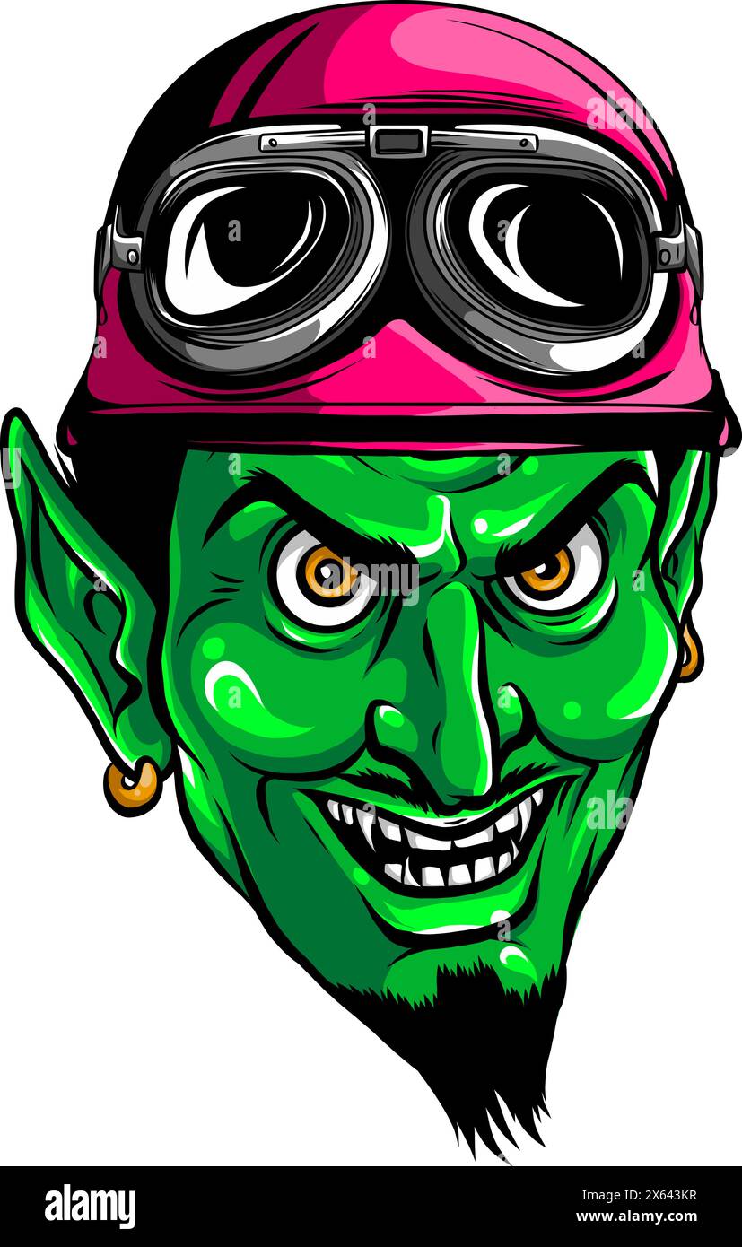 Illustration vectorielle de tatouage Rockabilily Devil en couleur sur fond blanc Illustration de Vecteur