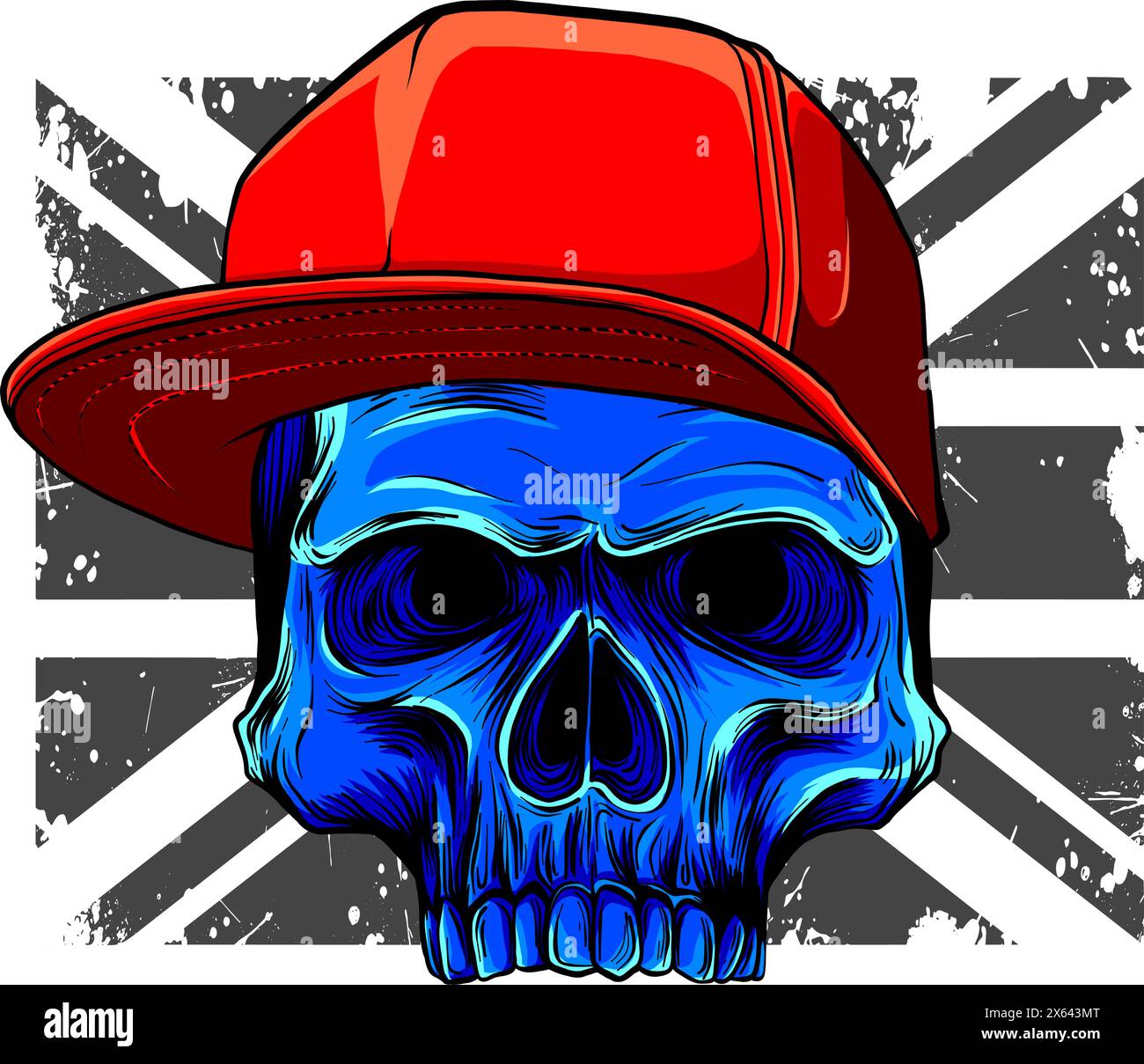 Illustration vectorielle du drapeau britannique avec crâne sur fond blanc Illustration de Vecteur