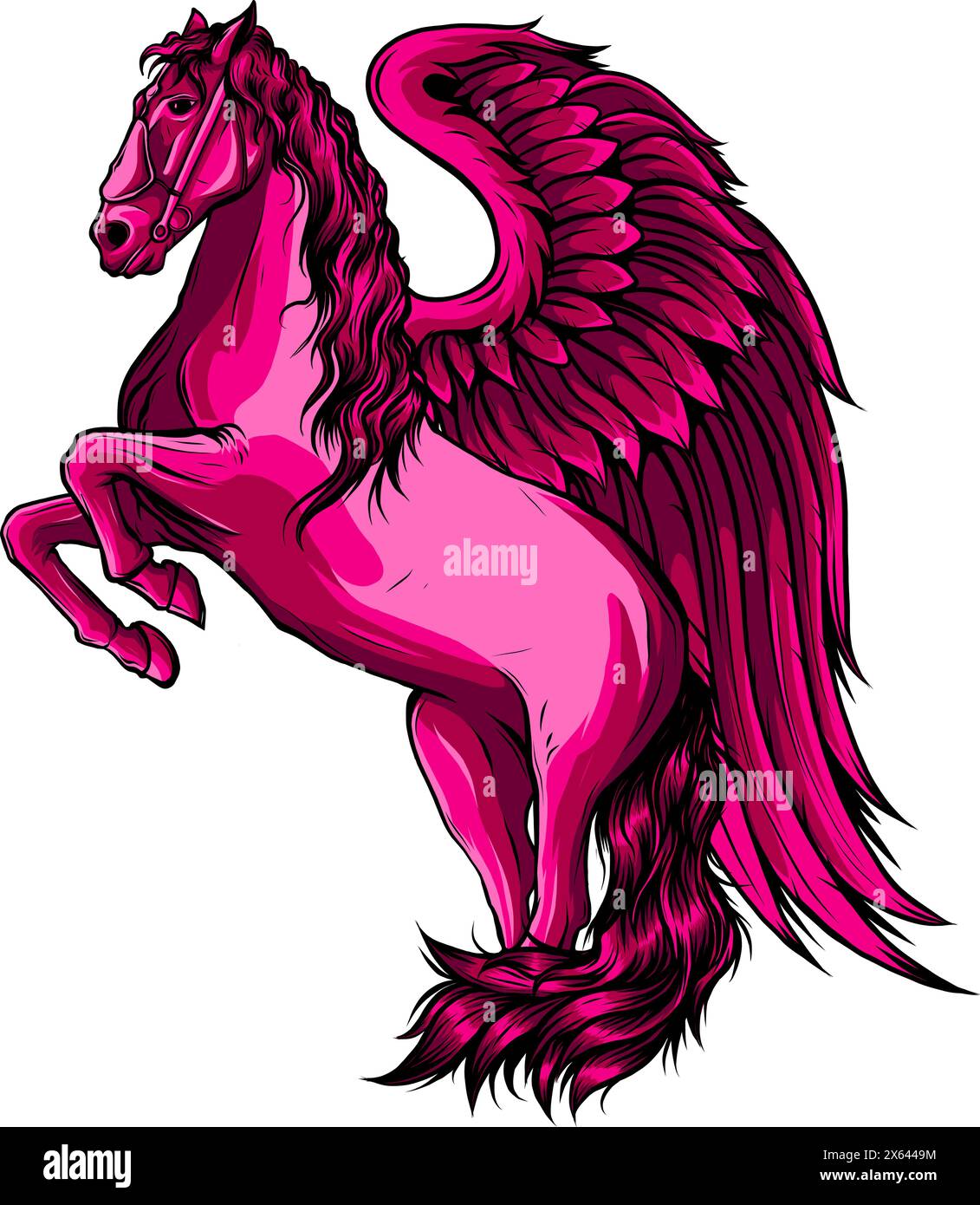 Pegasus Flying Horse Elevage Cartoon Vector logo Mascot Design Illustration Illustration de Vecteur