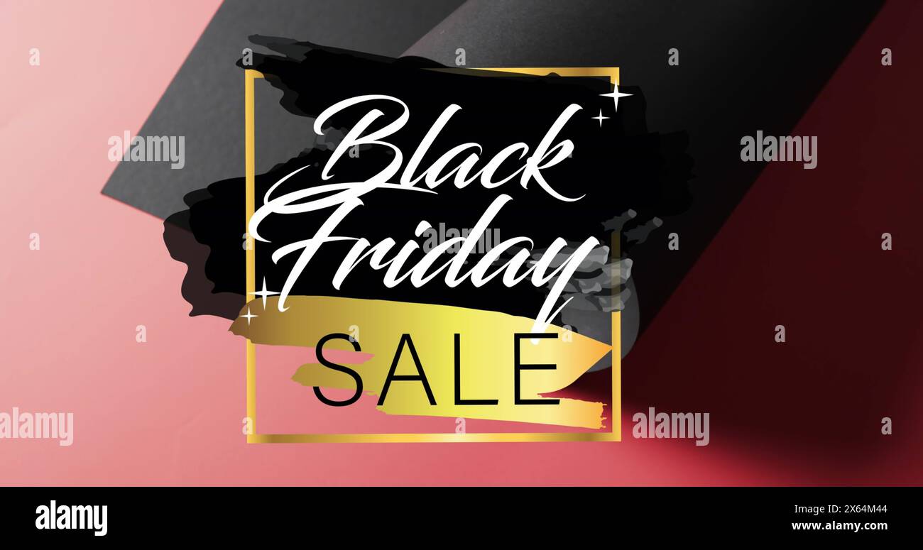 Image du texte de la vente du vendredi noir sur du papier noir enroulé sur fond rouge Banque D'Images