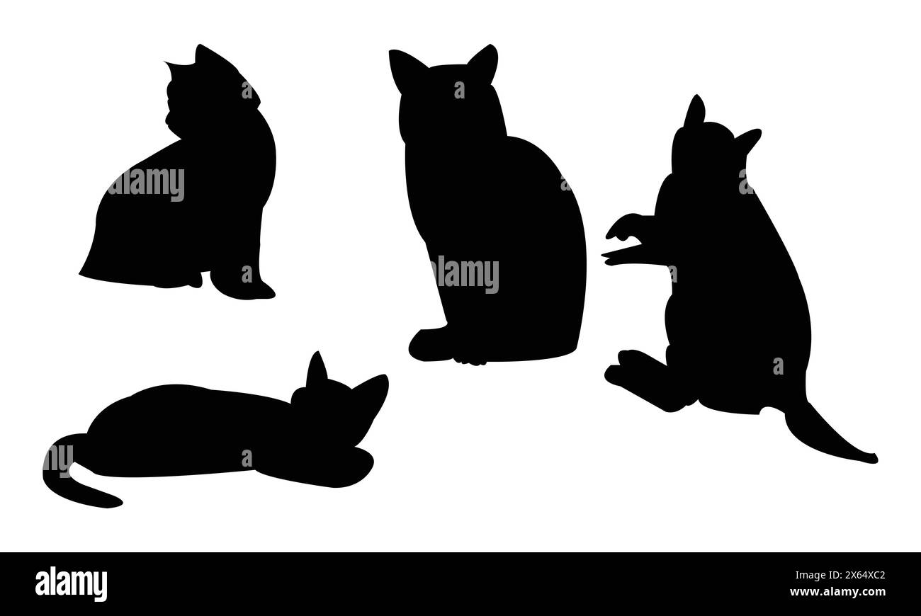 Collection de dessins vectoriels et silhouettes pour chats. Illustration de Vecteur