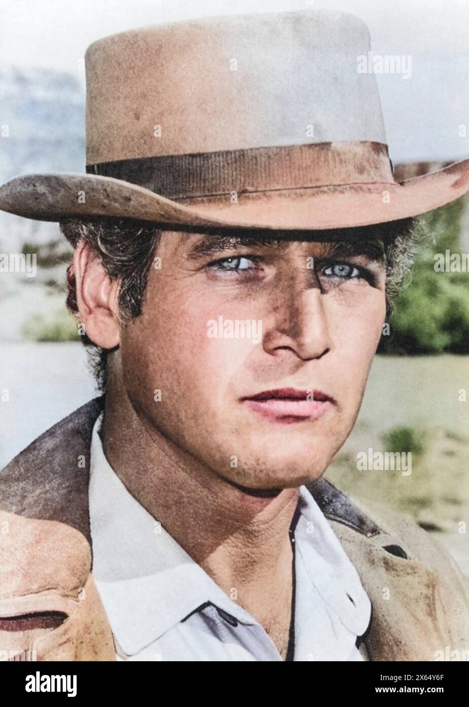 Newmann, Paul, 26.1.1925 - 26.9,2008, acteur américain, portrait avec chapeau de cow-boy, carte postale, ADDITIONAL-RIGHTS-CLEARANCE-INFO-NOT-AVAILABLE Banque D'Images