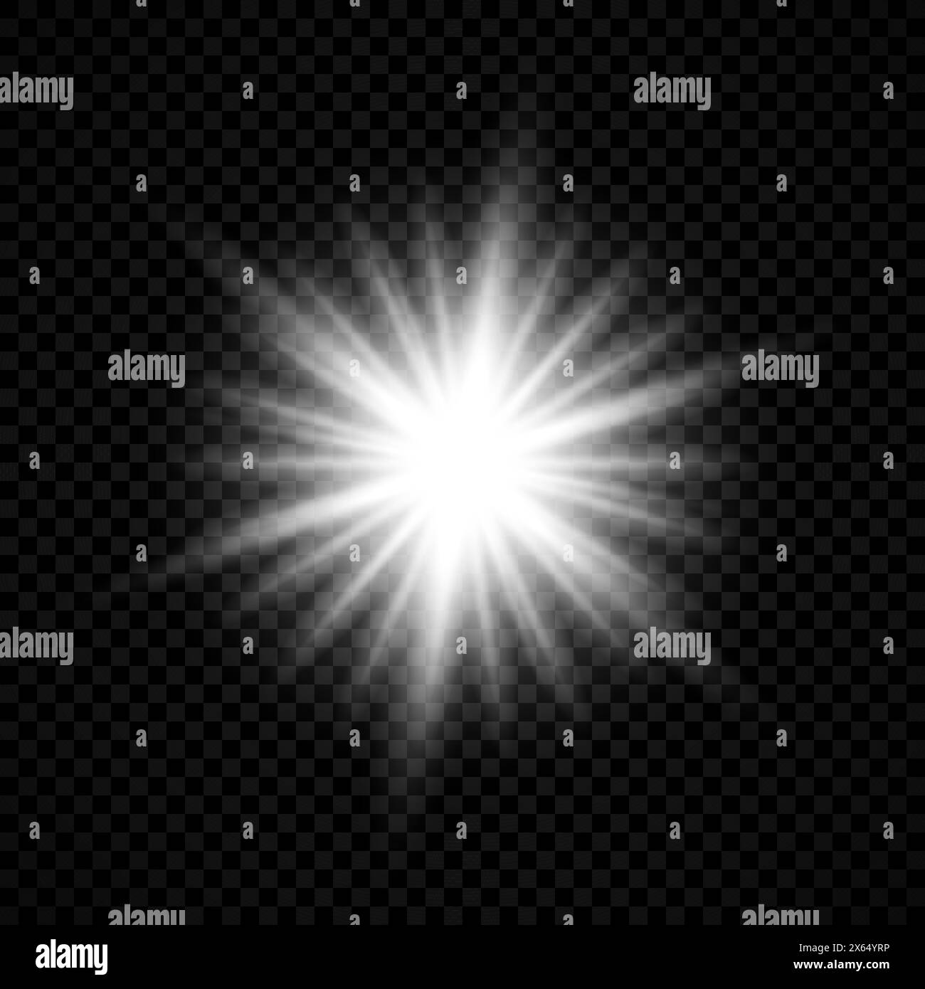 Effet lumineux des reflets de lentille. Lumières blanches brillantes effets d'étoiles avec des étincelles sur un fond transparent. Illustration vectorielle Illustration de Vecteur