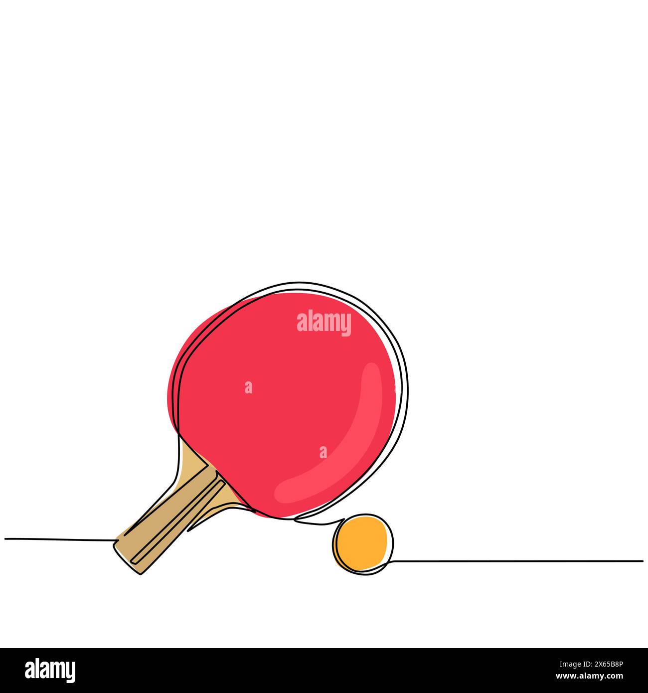 Raquette et balle de tennis de table a dessin en ligne continue unique. Jeu de ping-pong. EQUIPEMENT sportif. Raquette de ping-pong et icône de balle en gros plan isolé Illustration de Vecteur