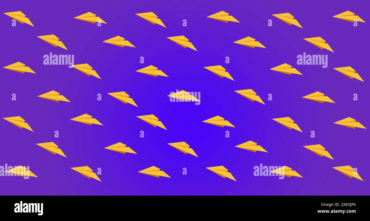 Illustration de plusieurs icônes de plan de papier flottant sur un fond bleu dégradé Banque D'Images