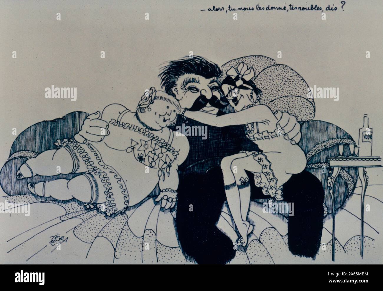 Caricature française sur le Pacte Staline-Hitler, 1939 Banque D'Images