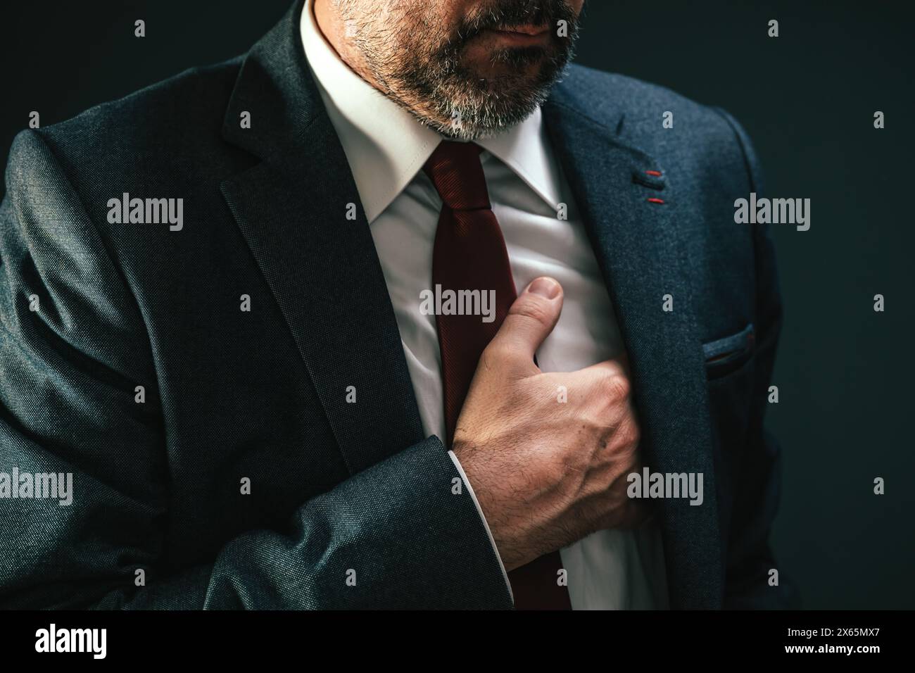 Politicien ayant une crise cardiaque, un accident vasculaire cérébral et des symptômes d'arrêt cardiaque, une focalisation sélective Banque D'Images