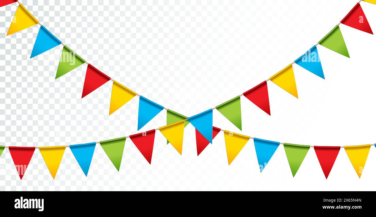 Guirlande colorée de drapeaux de fête isolée sur fond propre. Vector Festa Junina illustration pour le Brésil juin traditionnel Saint John Holiday Festival Illustration de Vecteur