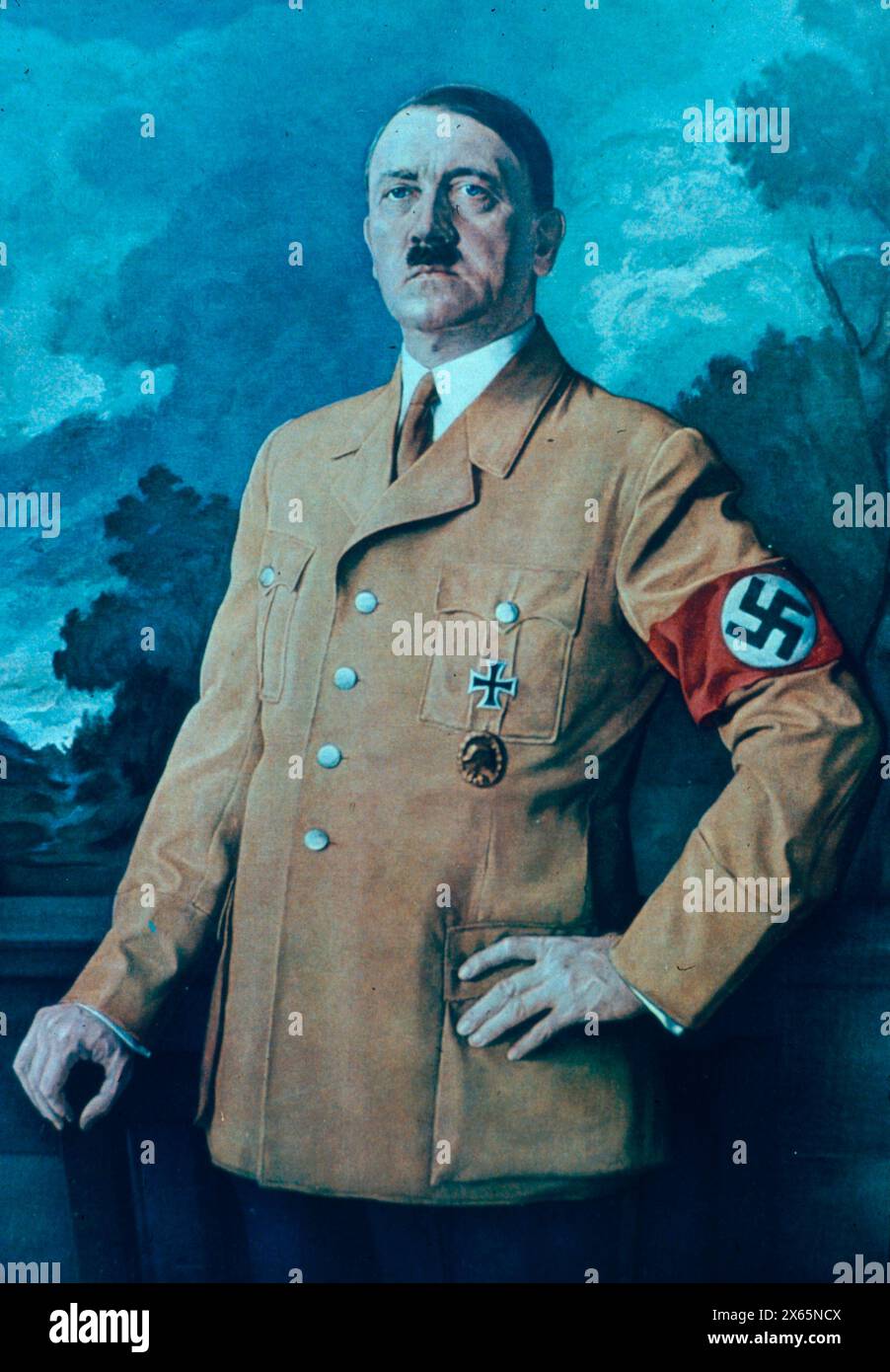 Portrait du dictateur allemand Adolph Hitler en uniforme nazi, Allemagne des années 1930 Banque D'Images