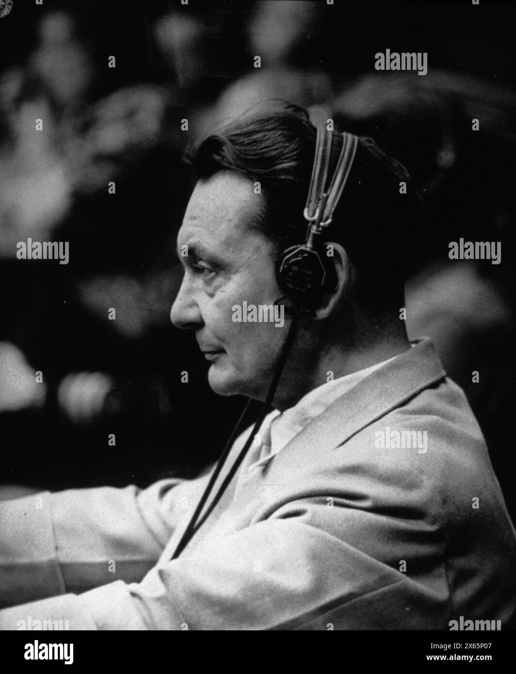 nazi allemand et pilote as Hermann Goering au procès pour crimes de guerre, Nuremberg, Allemagne 1945 Banque D'Images