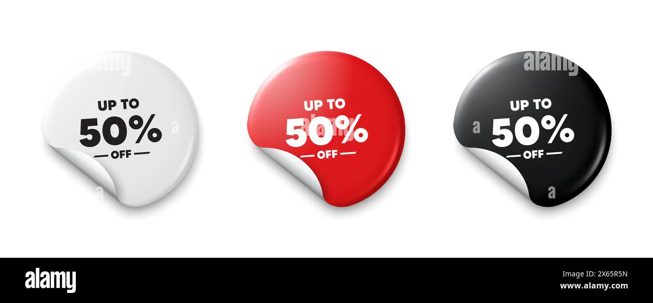 Jusqu'à 50 % de rabais sur les soldes. Affiche de prix d'offre de réduction. Étiquettes de prix. Vecteur Illustration de Vecteur