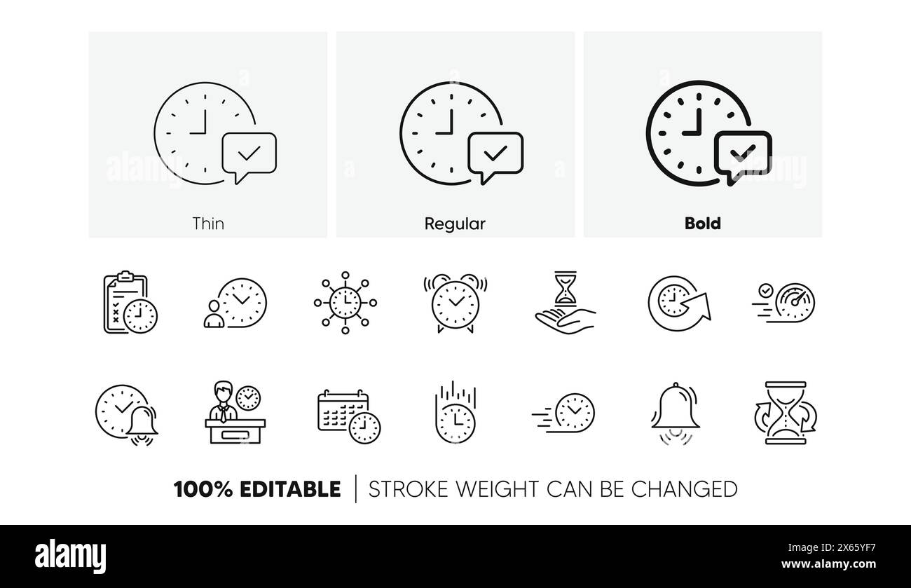 Icônes de chronologie. Calendrier, gestion du temps et livraison. Jeu d'icônes linéaires. Icônes de ligne. Vecteur Illustration de Vecteur
