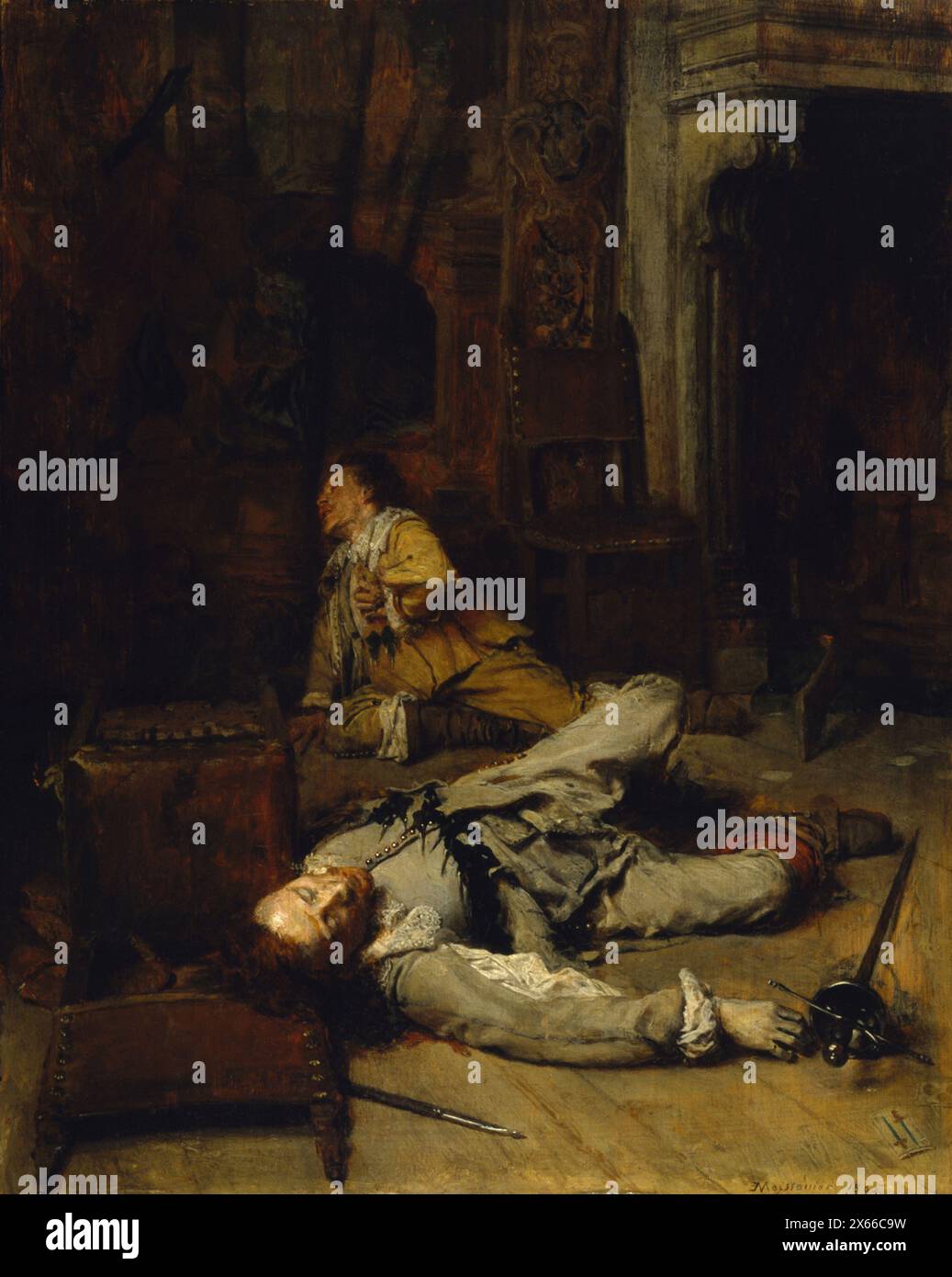 La fin du jeu de cartes, vers 1870 Jean-Louis-Ernest Meissonier Banque D'Images